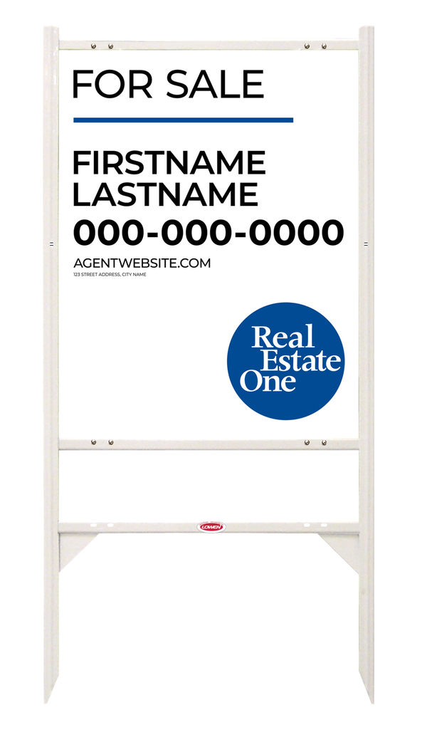 Angle Iron Frame w 1 Rider Inserts and Agent Name Sign Panel Unit, 30h x 24w, .040 Aluminum