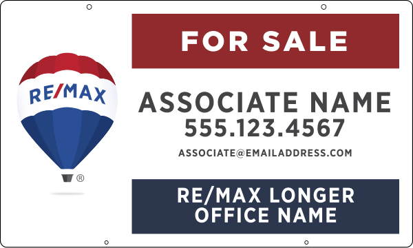 Hanging  Agent Name w Longer Office Name Sign Panel, 18h x 30w, Steel
