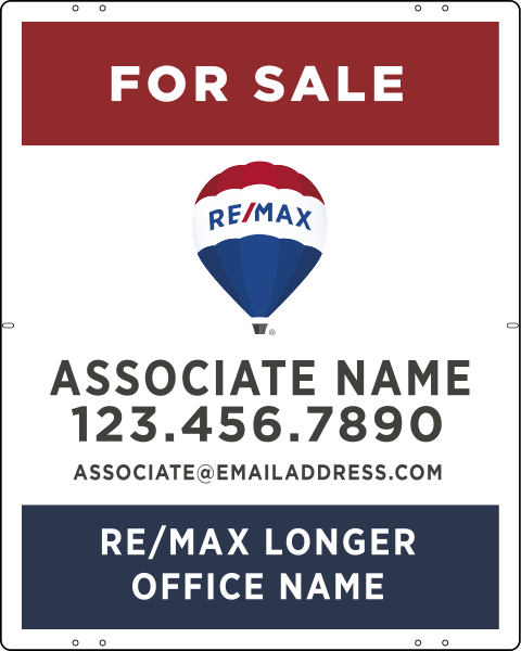 Agent Name w Longer Office Name Sign Panel, 30h x 24w, Steel