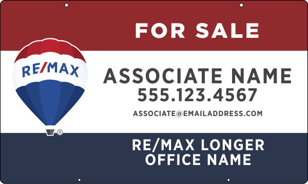 Hanging  Agent Name w Longer Office Name Sign Panel, 18h x 30w, Steel