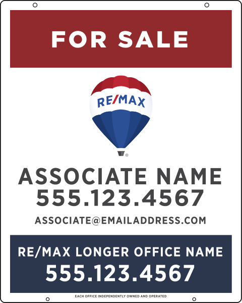 Hanging Agent Name w Longer Office Name & Disclaimer Sign Panel, 30h x 24w
