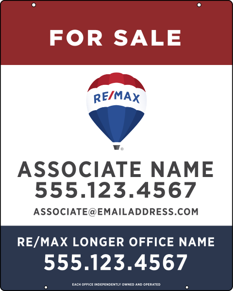 Hanging Agent Name w Longer Office Name & Disclaimer Sign Panel, 30h x 24w