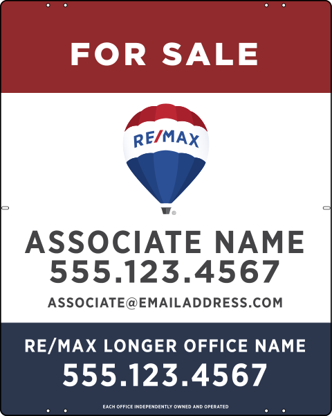 Agent Name w Longer Office Name & Disclaimer Sign Panel, 30h x 24w, Steel