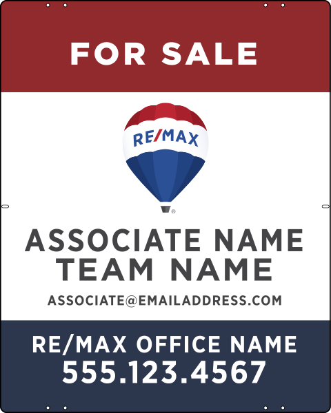 Agent Name w Team Name Sign Panel, 30h x 24w, Steel
