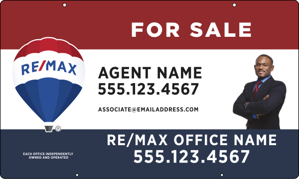 Hanging Agent Name Cut Out Photo & Disclaimer Sign Panel, 18h x 30w, Steel