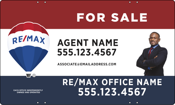Agent Name w Cut Out Photo & Disclaimer Sign Panel, 18h x 30w, Steel