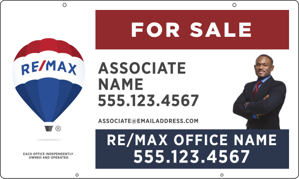 Hanging Agent Name Cut Out Photo & Disclaimer Sign Panel, 18h x 30w, Steel