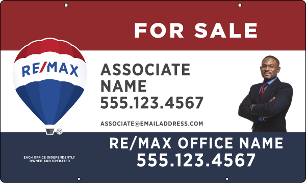 Hanging Agent Name Cut Out Photo & Disclaimer Sign Panel, 18h x 30w, Steel