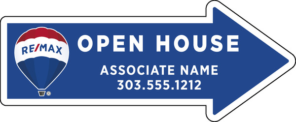 Directional OPEN HOUSE Arrow Shape Sign Panel, Corrugated 4mm, 9.5h x 23w