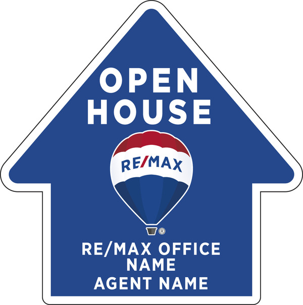 Directional OPEN HOUSE SF Arrow Shape Sign Panel, Corrugated 4mm, 19.5h x 19.375w
