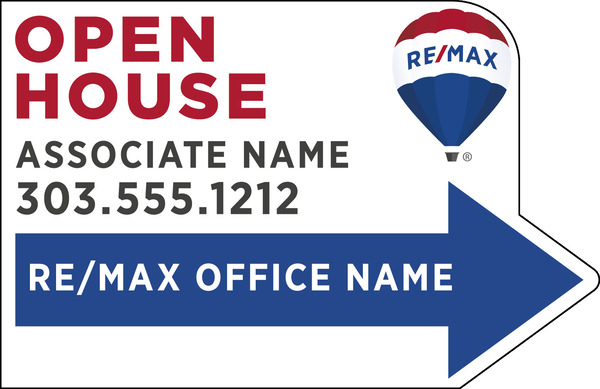 Directional OPEN HOUSE Cut to Shape Sign Panel, Corrugated 4mm, 14.25h x 22w