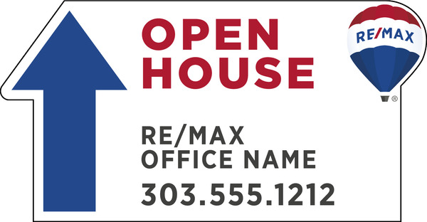 Directional OPEN HOUSE SF Cut to Shape Sign Panel, Corrugated 4mm, 12h x 23w