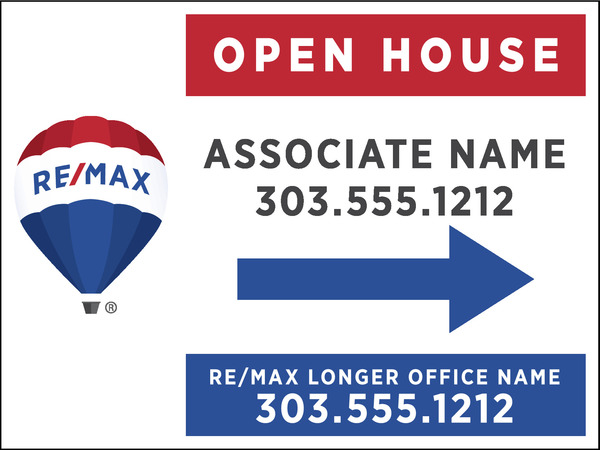 Directional Open House Sign Panel, 18h x 24w, 4mm