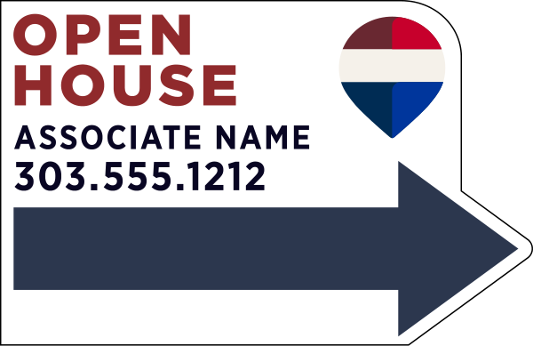Directional Cut to Shape Open House Associate Name Sign Panel, 14.25h x 22w