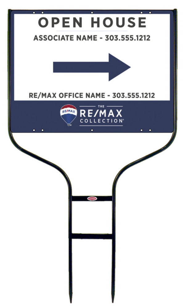 Round Rod Frame and Agent Open House Sign Panel Unit, 18h x 24w