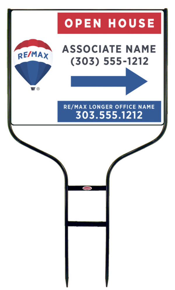 Round Rod Frame and  Open House Sign Panel Unit, 18h x 24w