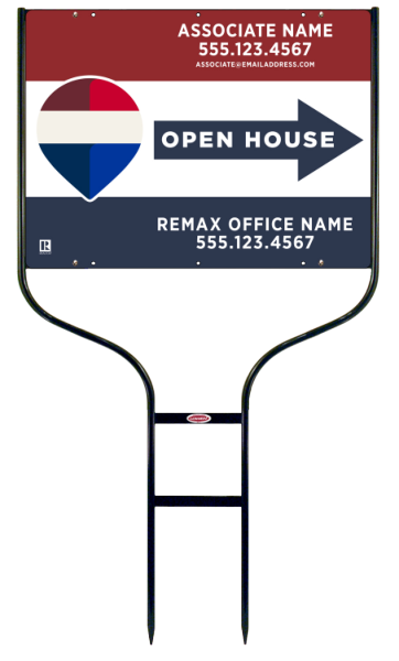 Round Rod Frame and Open House Associate Name Sign Panel Unit, 18h x 24w, Steel