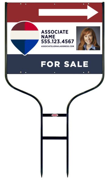 Round Rod Frame and For Sale Associate Name w Photo Sign Panel Unit, 18h x 24w, Steel