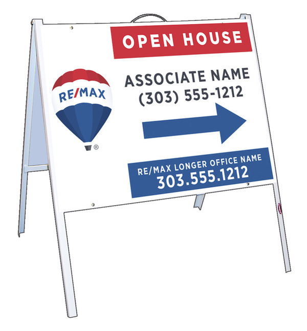 Angle Iron A-Frame and Open House Sign Panel Unit, 18h x 24w