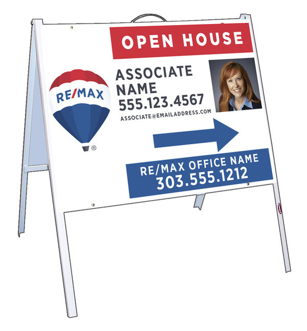 Angle Iron A-Frame and Photo Open House Sign Panel Unit, 18h x 24w