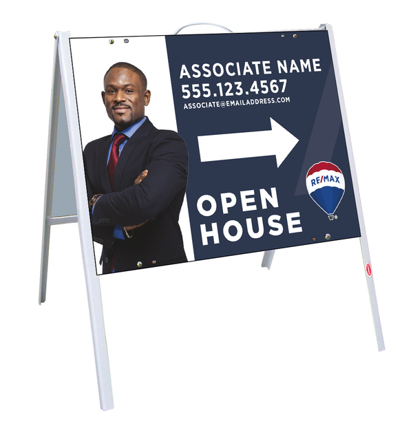 Angle Iron A-Frame and Directional Open House Sign Panel Unit, 18h x 24w, .050 Poly