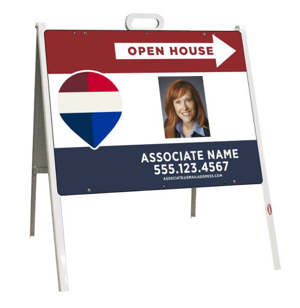 Angle Iron A- Frame and Open House Associate Name w Photo  Sign Panel Unit, 18h x 24w, 24 ga steel