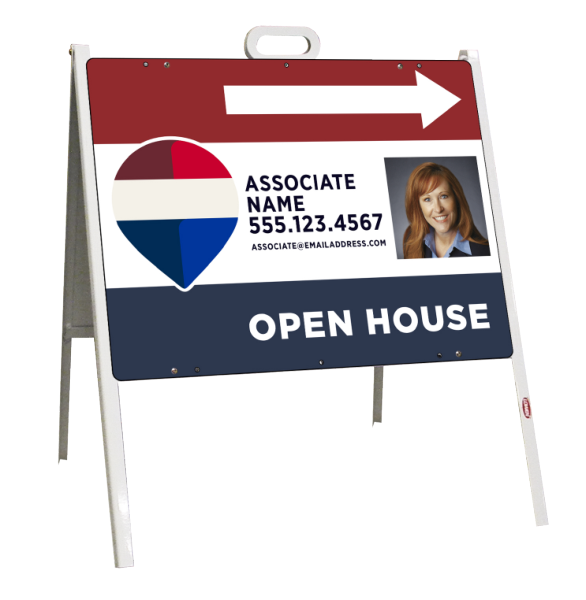 Angle Iron A- Frame and Open House Associate Name w Photo  Sign Panel Unit, 18h x 24w, 24 ga steel
