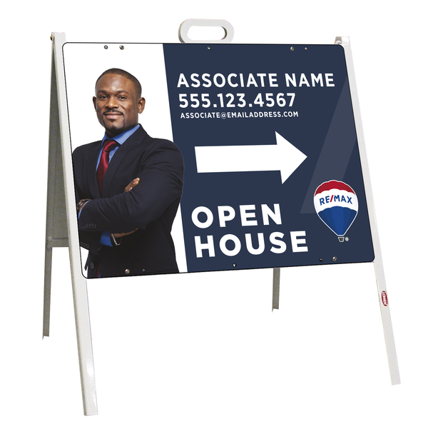 Angle Iron Frame and Directional Open House Sign Panel Unit, 18h x 24w, 24 ga steel