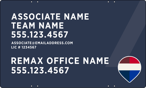 Associate Name, Team Name w Lic Number Sign Panel, 18h x 30w, Steel