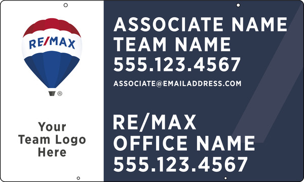 Hanging Agent Name & Team Logo Sign Panel, 18h x 30w, .063 Aluminum