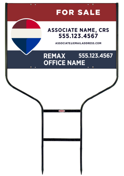 Round Rod Frame and Associate Name w CRS Sign Panel Unit, 18h x 30w, Steel