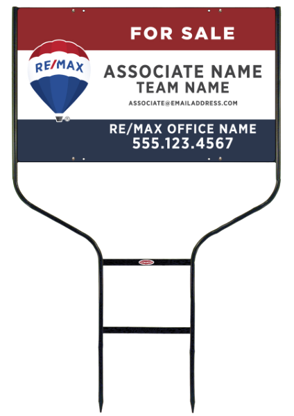 Round Rod Frame and Agent Name w Team Name Sign Panel Unit, 18h x 30w, Steel