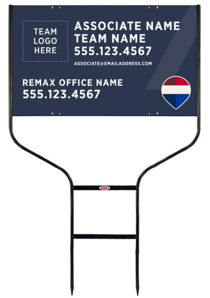 Round Rod Frame and Associate Name, Team Name w Team Logo Sign Photo Panel Unit, 18h x 30w, Steel