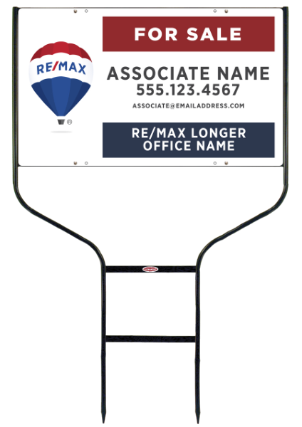 Round Rod Frame and Agent Name w Longer Office Name Sign Panel Unit, 18h x 30w, Steel