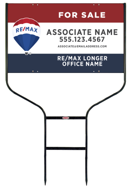 Round Rod Frame and Agent Name w Longer Office Name Sign Panel Unit, 18h x 30w, Steel