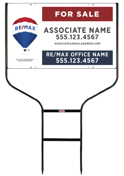 Round Rod Frame and Agent Name or Team Name Sign Panel Unit, 18h x 30w, Steel