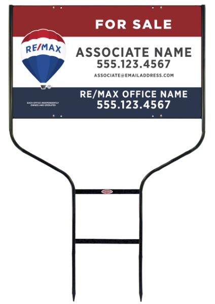Round Rod Frame and Agent Name or Team Name Sign Panel Unit, 18h x 30w, Steel