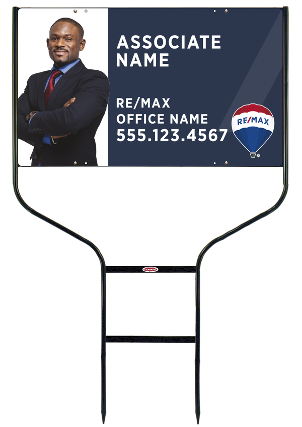 Round Rod Frame and Agent Name & Cut Out Photo Sign Photo Panel Unit, 18h x 30w, Steel