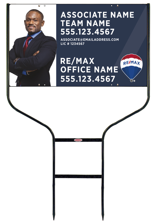Round Rod Frame and Agent Team Name & Cut Out Photo Sign Photo Panel Unit, 18h x 30w, Steel