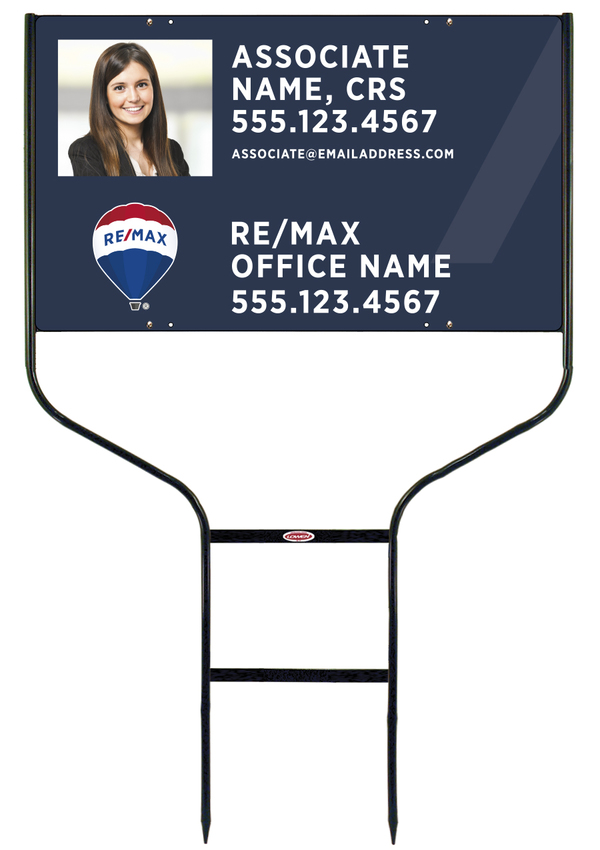 Round Rod Frame and Agent Photo Sign Photo Panel Unit, 18h x 30w, Steel