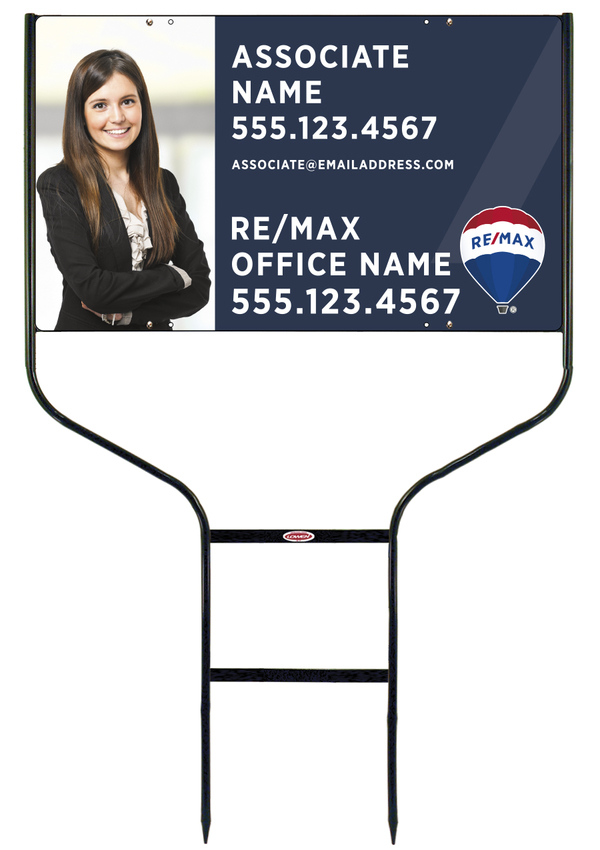 Round Rod Frame and Agent Name & Photo Sign Photo Panel Unit, 18h x 30w, Steel