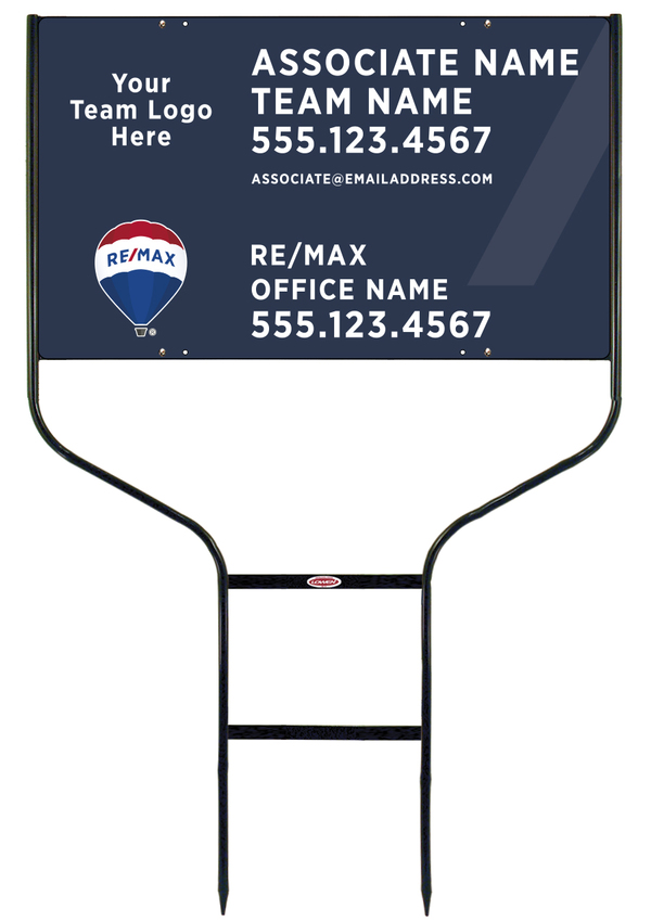 Round Rod Frame and Agent Name & Team Logo Sign Panel Unit, 18h x 30w, Steel