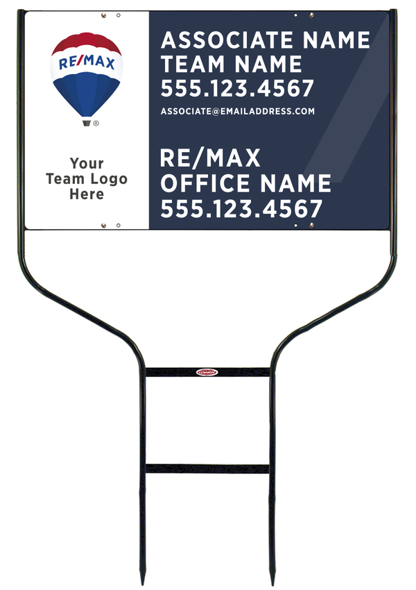 Round Rod Frame and Agent Team Name & Team Logo Sign Photo Panel Unit, 18h x 30w, Steel