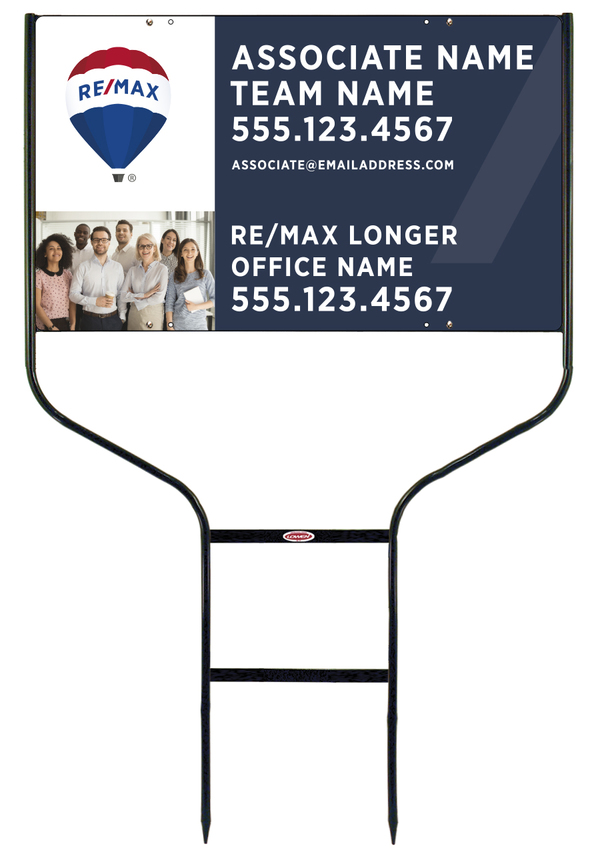Round Rod Frame and Agent Team Name & Team Photo Sign Photo Panel Unit, 18h x 30w, Steel
