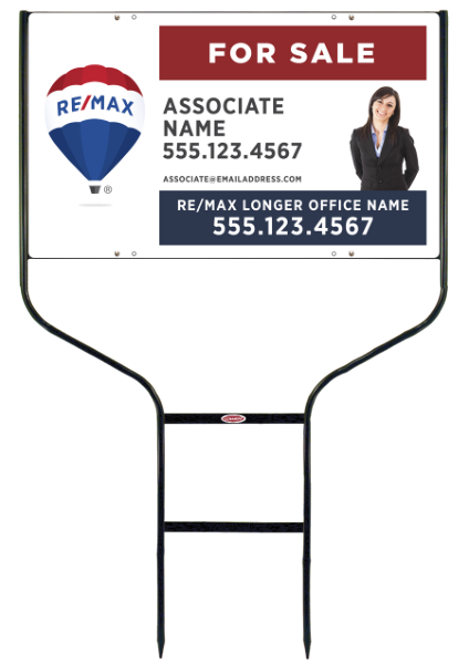 Round Rod Frame and Agent Name w Cut Out Photo Sign Panel Unit, 18h x 30w, Steel