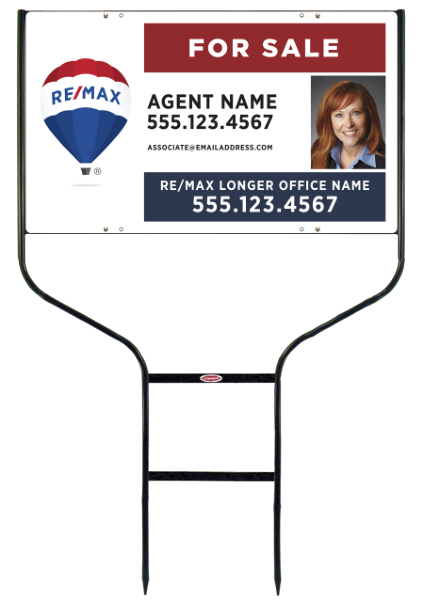 Round Rod Frame and Agent Name Photo Sign Panel Unit, 18h x 30w, Steel
