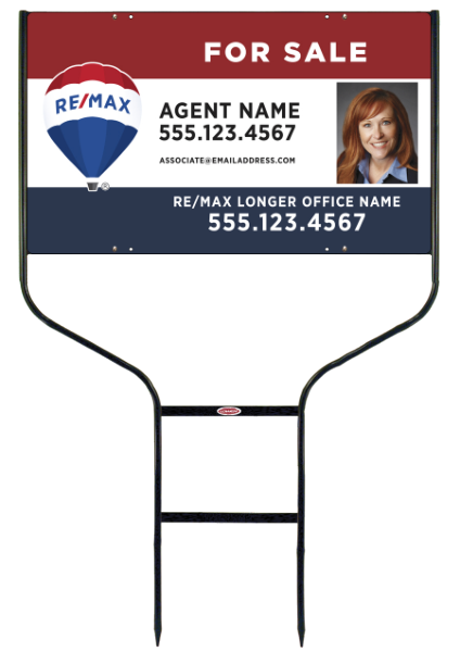 Round Rod Frame and Agent Name Photo Sign Panel Unit, 18h x 30w, Steel