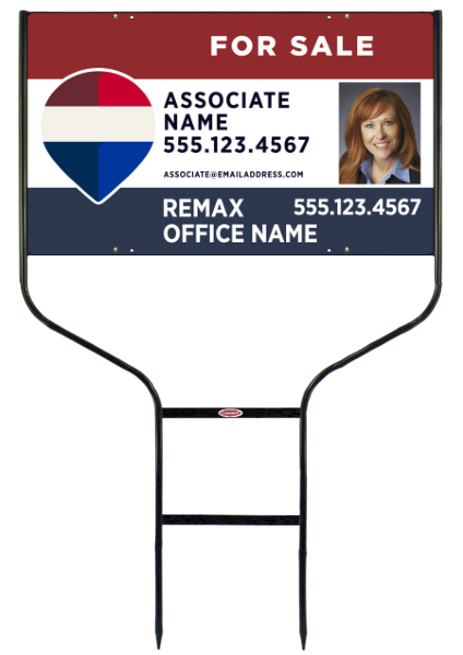 Round Rod Frame and Associate Name w Photo Sign Panel Unit, 18h x 30w, Steel