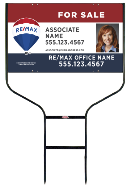 Round Rod Frame and Agent Name Photo Sign Panel Unit, 18h x 30w, Steel