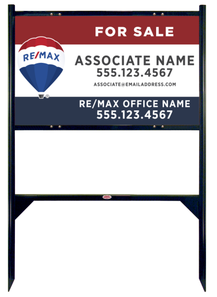 Angle Iron Frame and Agent Name w Phone Number Sign Panel Unit, 18h x 30w, Steel